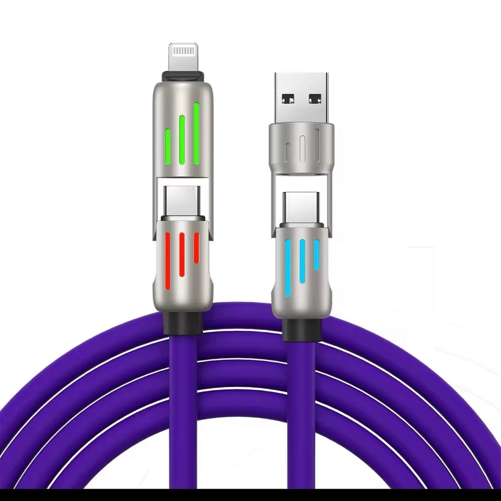 4-in1 USB Charging Cable, Light Indicator. Compatible with Multiple devices.